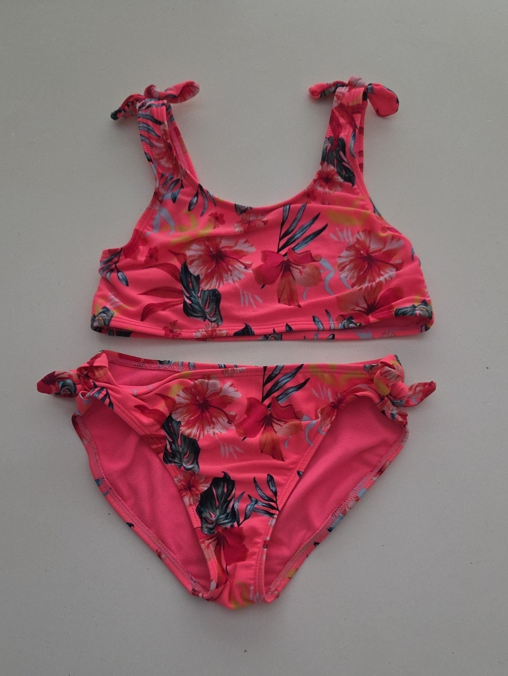 Art Class Floral Tropical Printed 2 Piece Bikini Swimsuit Frills Pink Size 7 8